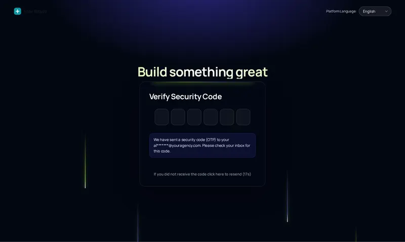 Two-factor code screen of the Light beams GoHighLevel login design